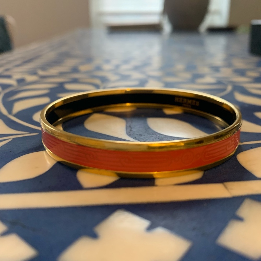Hermes Coral Pink Enamel Bracelet
